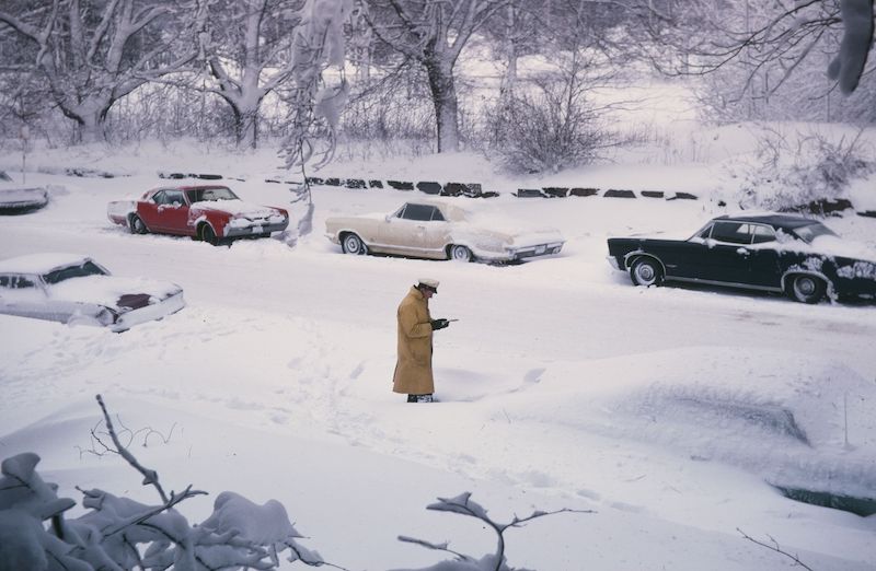 Aftermath of snow storm in suburbs of Boston, Massachusets. Winter 68/69